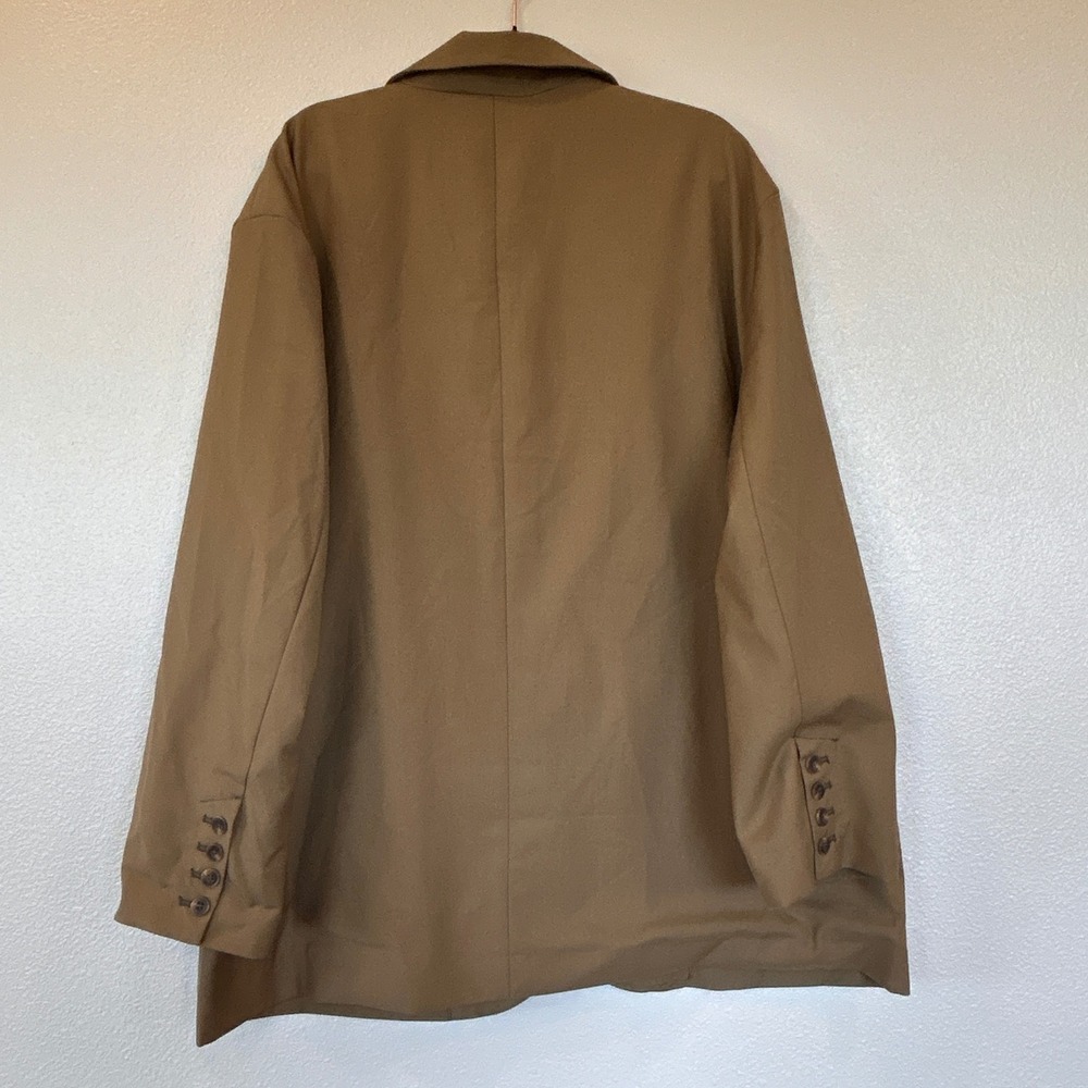 Free People Bowie Tan Oversized Blazer Two Button Longline Jacket Womens Size L - Picture 2 of 14